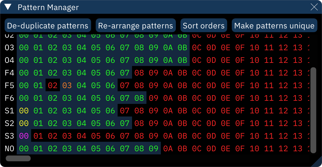 pattern manager dialog