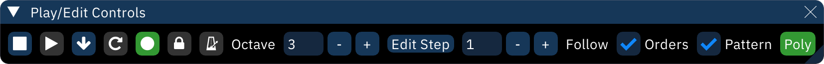 compact play/edit controls